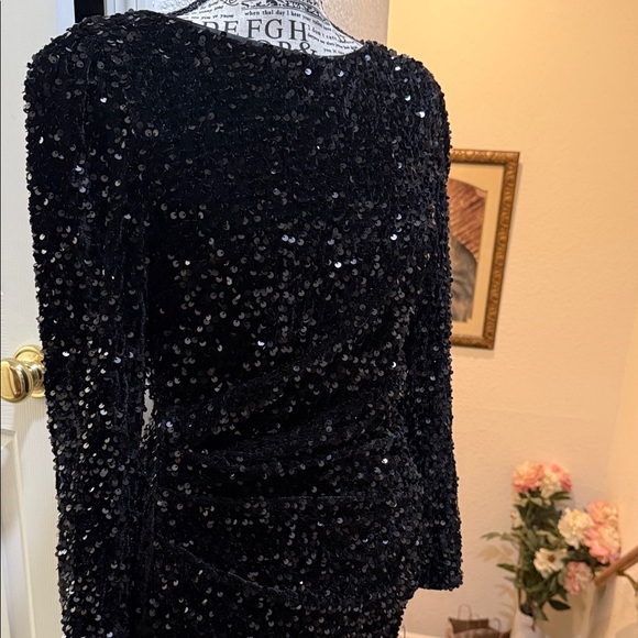 Nanette Lepore Black Sequin Midi Dress - Picture 1 of 4